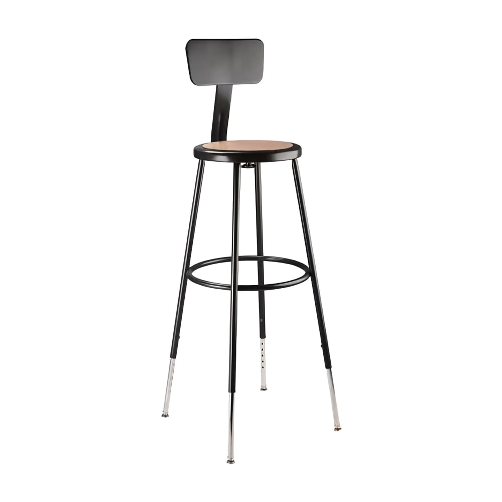955-6230HB10KD Round Stool w/ Solid Back & Masonite Board Seat, Black