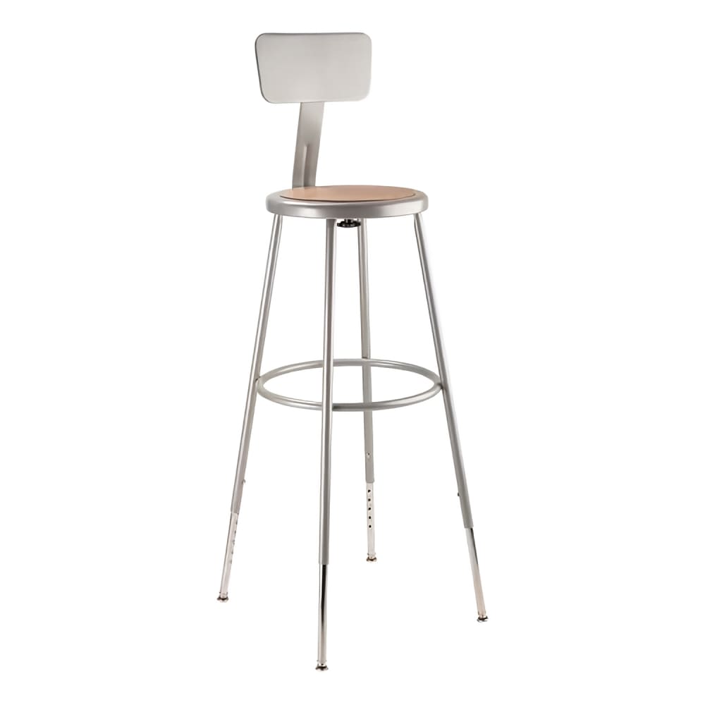 955-6230HBKD Round Stool w/ Solid Back & Masonite Board Seat, Gray