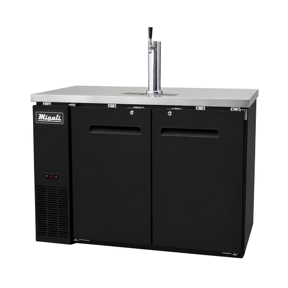 338-CDD482HC 48 3/4" Kegerator Beer Dispenser w/ 2 Keg Capacity - 1 Column, Black, 115v