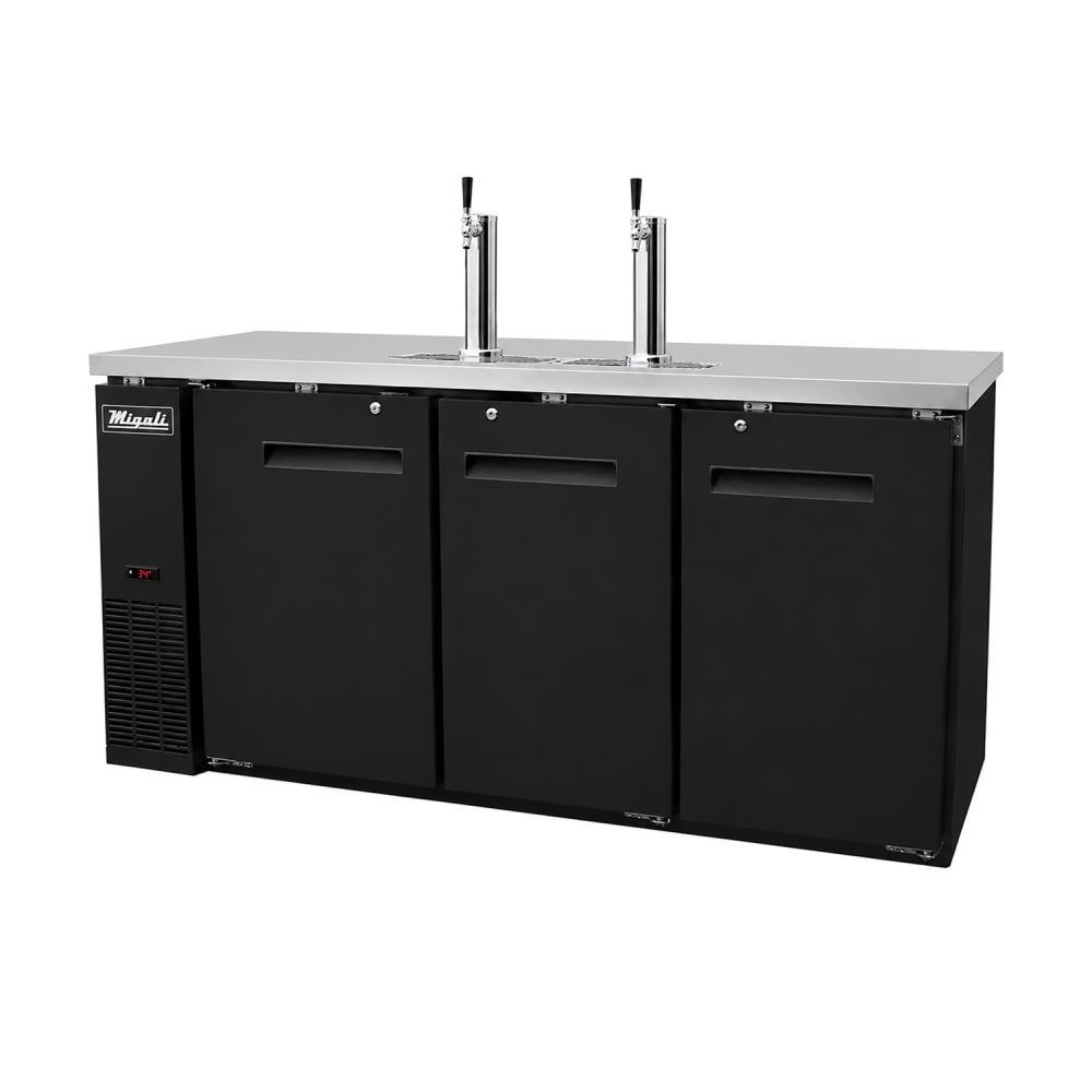 338-CDD723HC 72 4/5" Kegerator Beer Dispenser w/ 3 Keg Capacity - 2 Columns, Black, 115v