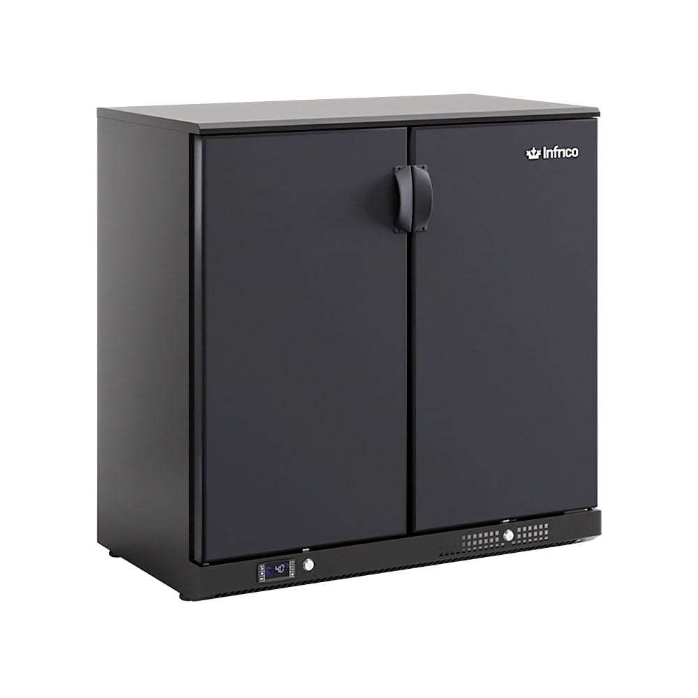 746-IMDERV25SD 35 3/8" Bar Refrigerator - 2 Swinging Solid Doors, Black, 115v