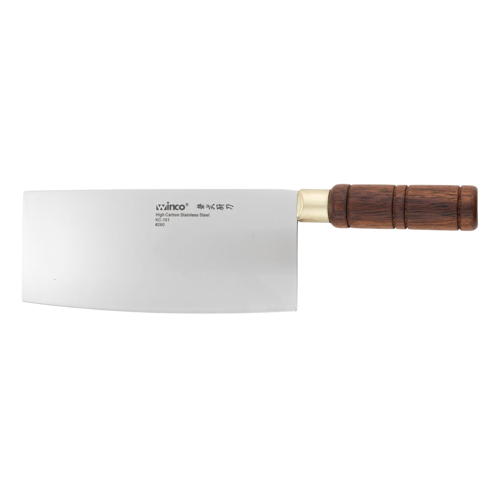 080-KC101 8" Chinese Cleaver w/ Wood Handle, Stainless Steel