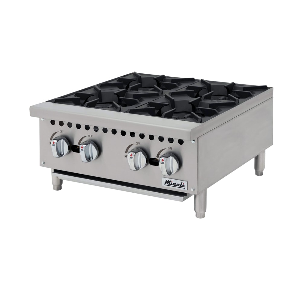 338-CHP424 24" Gas Hotplate w/ (4) Burners & Manual Controls, Convertible