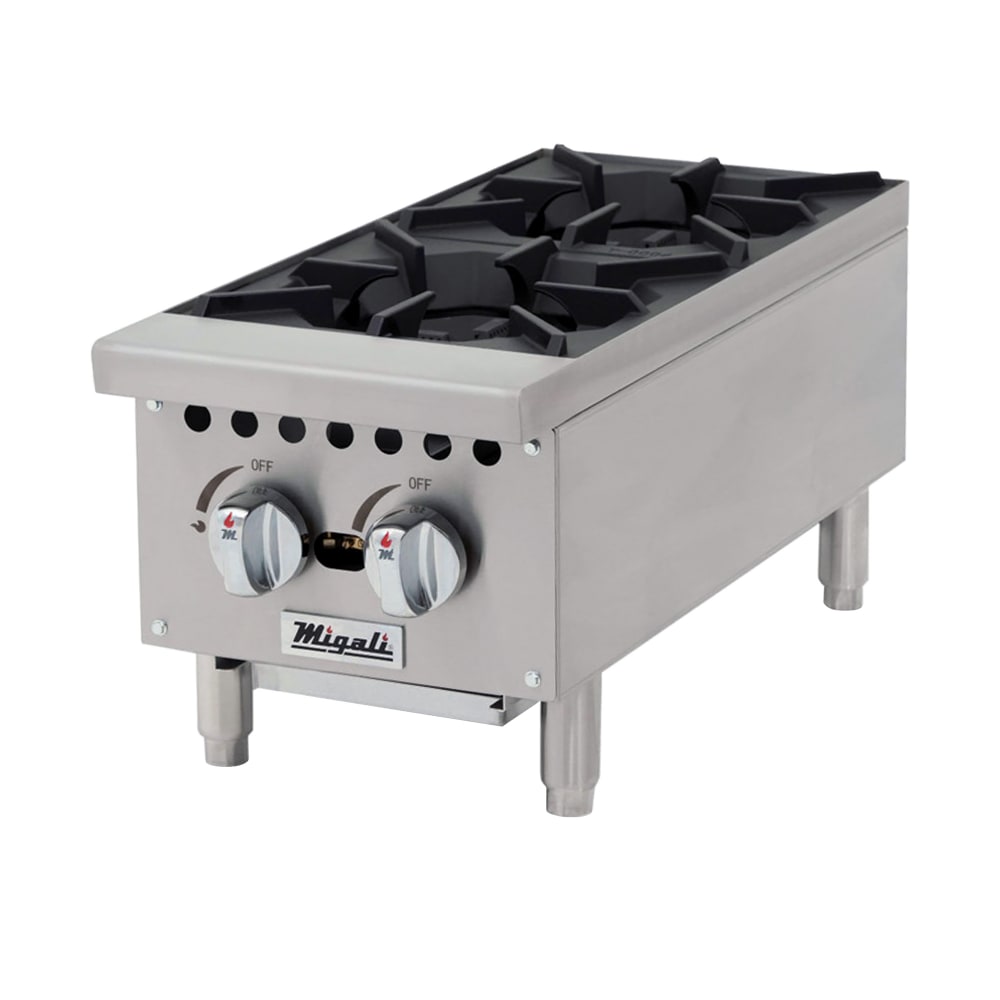 338-CHP212 12" Gas Hotplate w/ (2) Burners & Manual Controls, Convertible