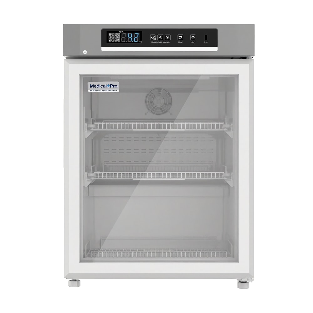 338-MPU3RGHC 21 3/10" Undercounter Medical Refrigerator w/ Glass Door - Temperature Alarm, 1...