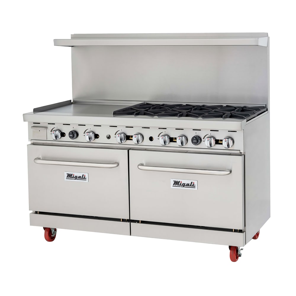 338-CRO624GLLP 60" 6 Burner Gas Range w/ Griddle & (2) Standard Ovens, Liquid Propane