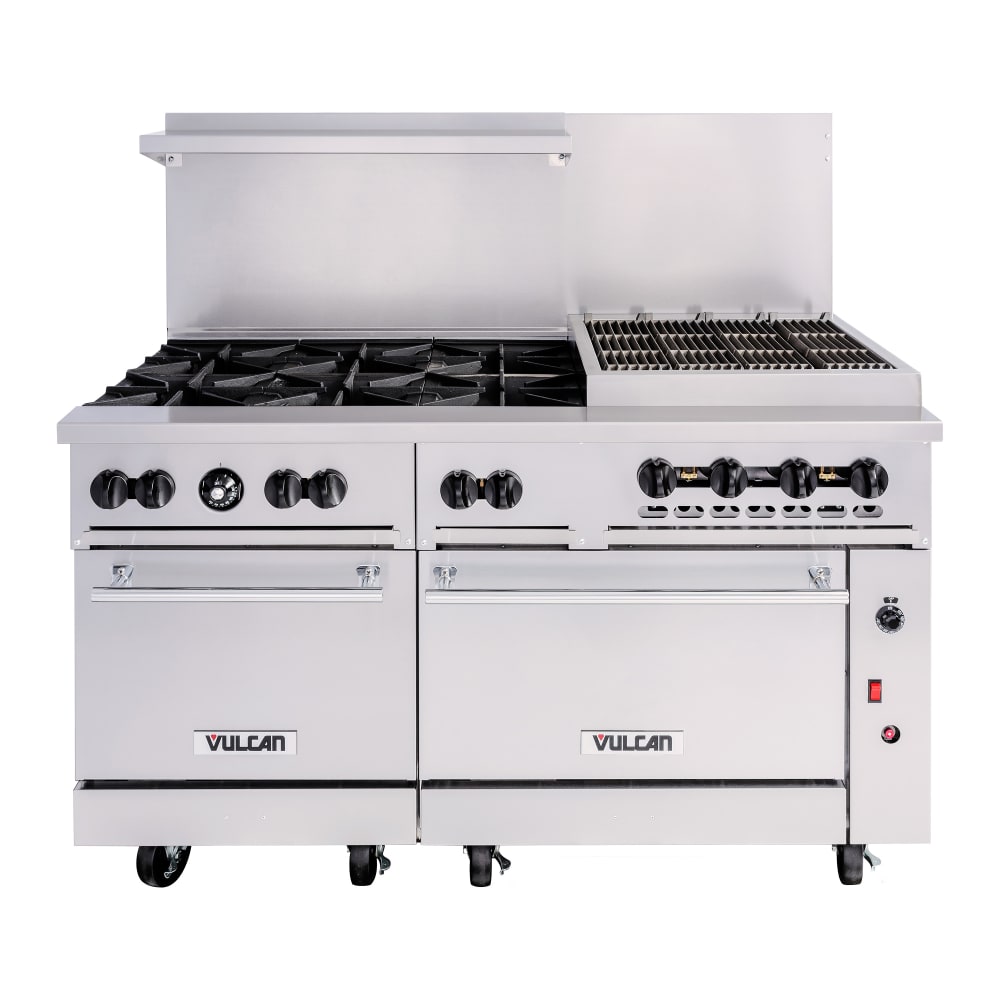 207-60SC6B24CBP 60" 6 Burner Gas Range w/ Charbroiler, (1) Standard Oven & (1) Convectio...