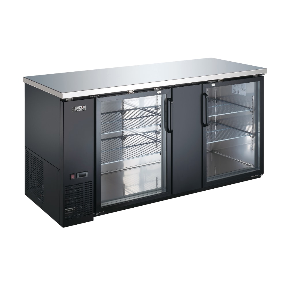 407-USBB6928G 69" Bar Refrigerator - 2 Swinging Glass Doors, Black, 115v