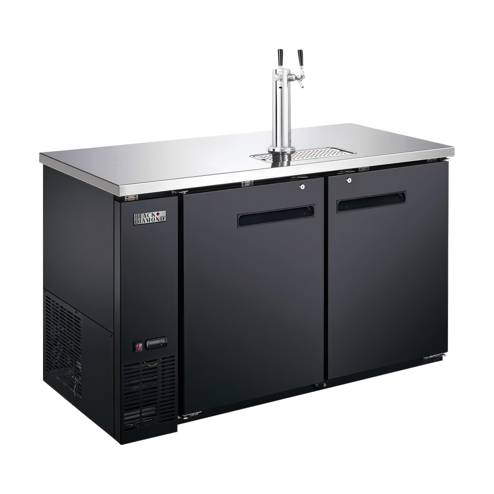 407-USBD59282 59" Kegerator Beer Dispenser w/ 2 Keg Capacity - 1 Column, Black, 115v