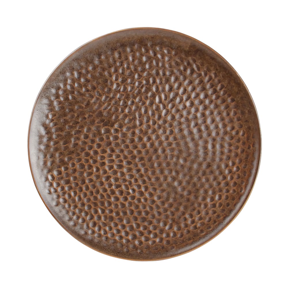 106-5314565 6 1/10" Round F2D Brass Plate - Porcelain, Hammered Copper