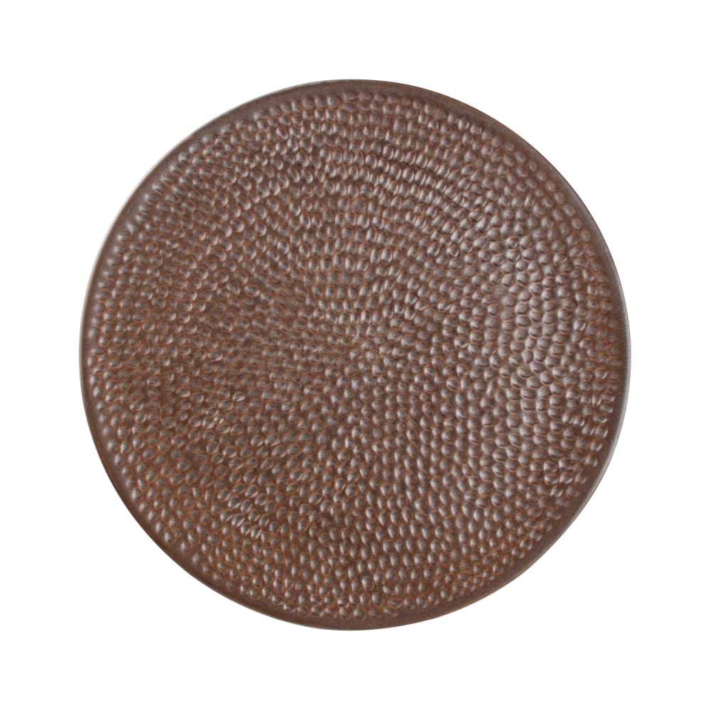 106-5315328 10 2/3" Round F2D Brass Coupe Plate - Porcelain, Hammered Copper