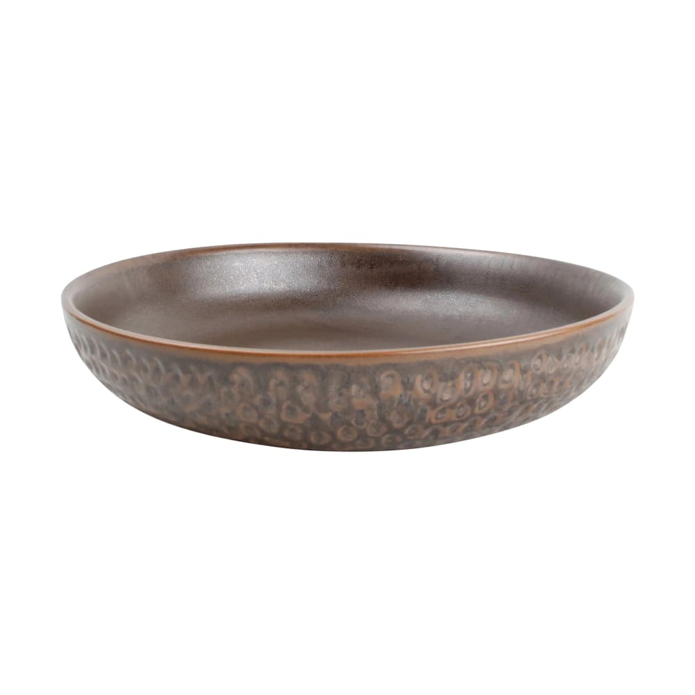 106-5315330 8 4/5" Round F2D Brass Deep Plate - Porcelain, Hammered Copper