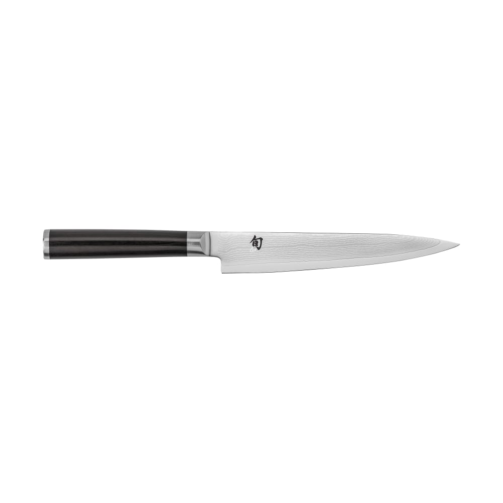 194-DM0701 Shun Classics Utility Knife, 6" Blade, D Shaped PakkaWood Handle