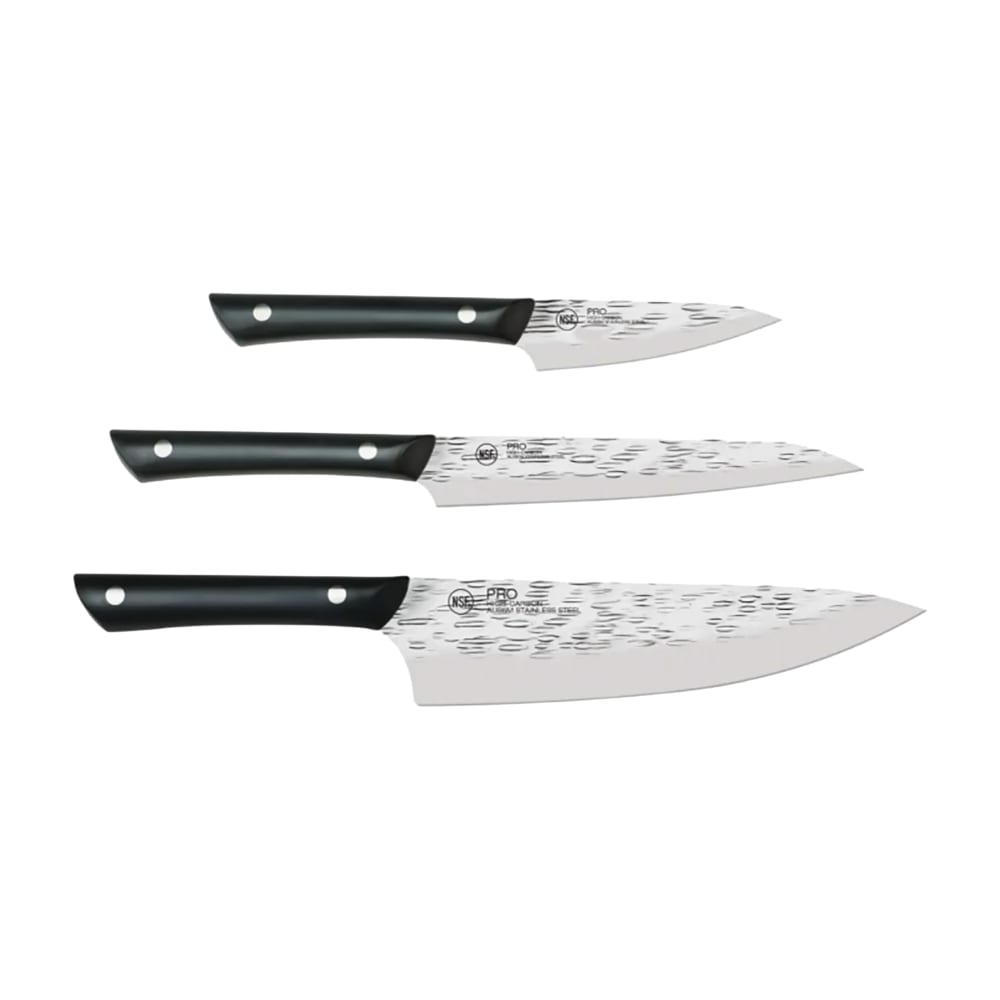 194-HTS0370 3 Piece Knife Set w/ Black POM Handle, Carbon Steel