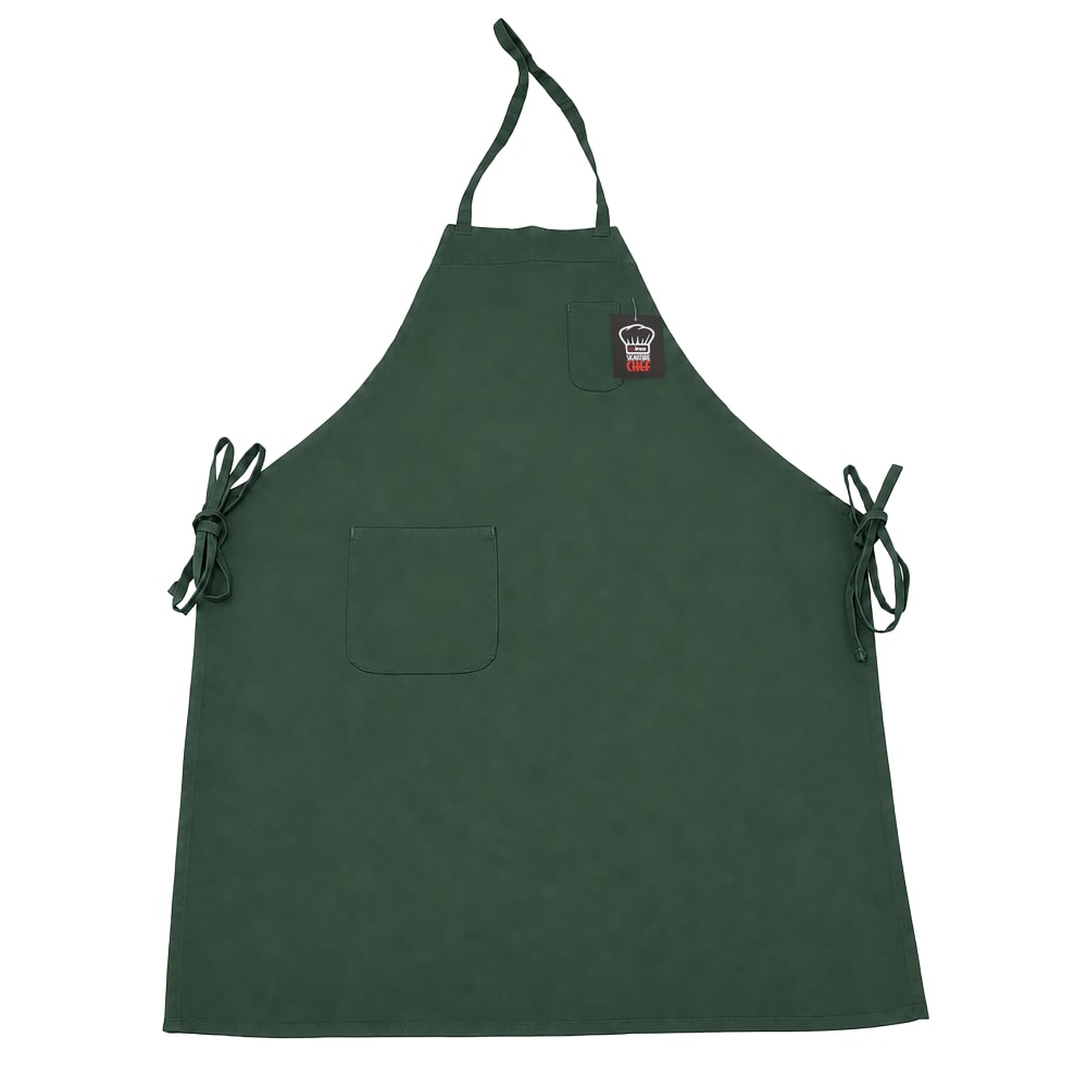 080-BAPGN Bib Apron - 33" x 26", Poly-Cotton, Green