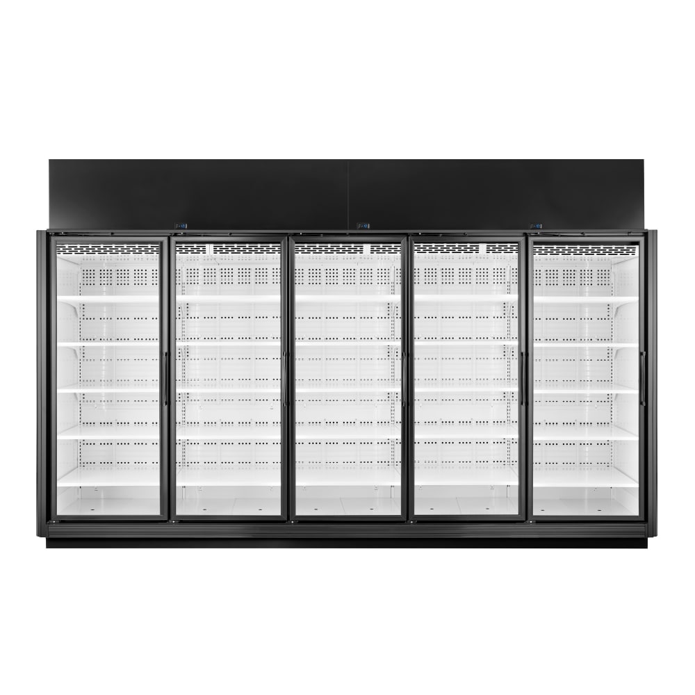 598-TRM5LNNBW1BLLLLL 158 7/8" Five Section Supermarket Display Freezer w/ Swing Doors - Top...