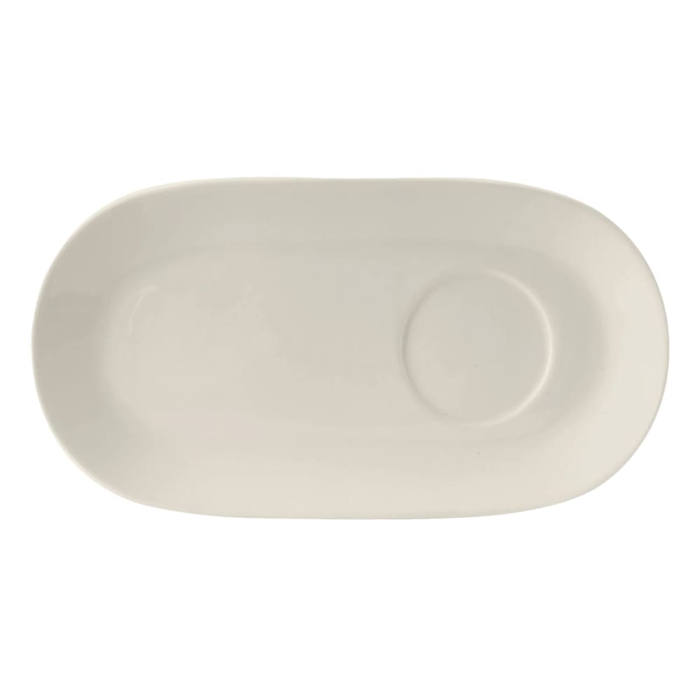 424-AMU561 12 1/4" x 6 1/2" Oval AlumaTux®© Platter w/ Well - China, Pearl White