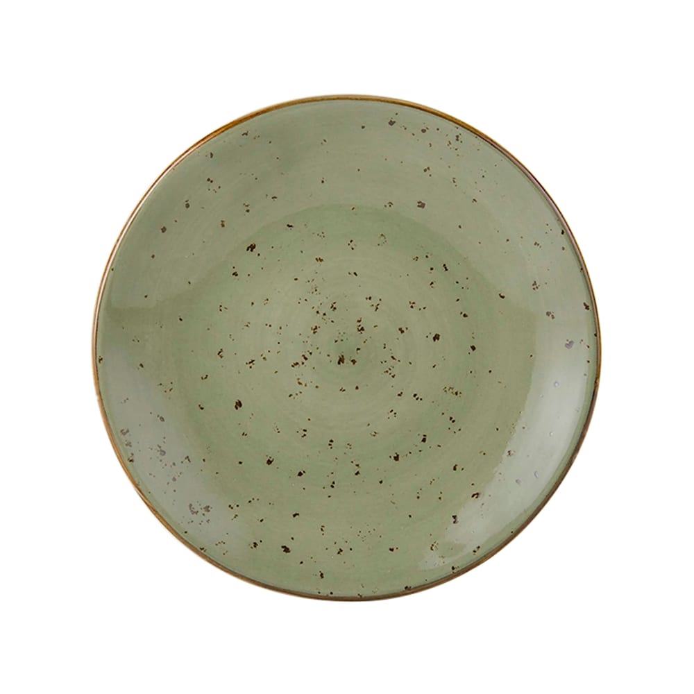 424-GGO003 7 1/4" Round TuxTrendz®© Artisan Geode Plate - China, Geode Olive