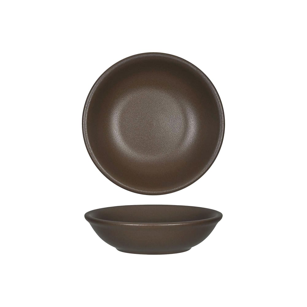 424-VND045G 5 1/2 oz Round TuxTrendz®© Zion Fruit Dish - China, Matte Brown