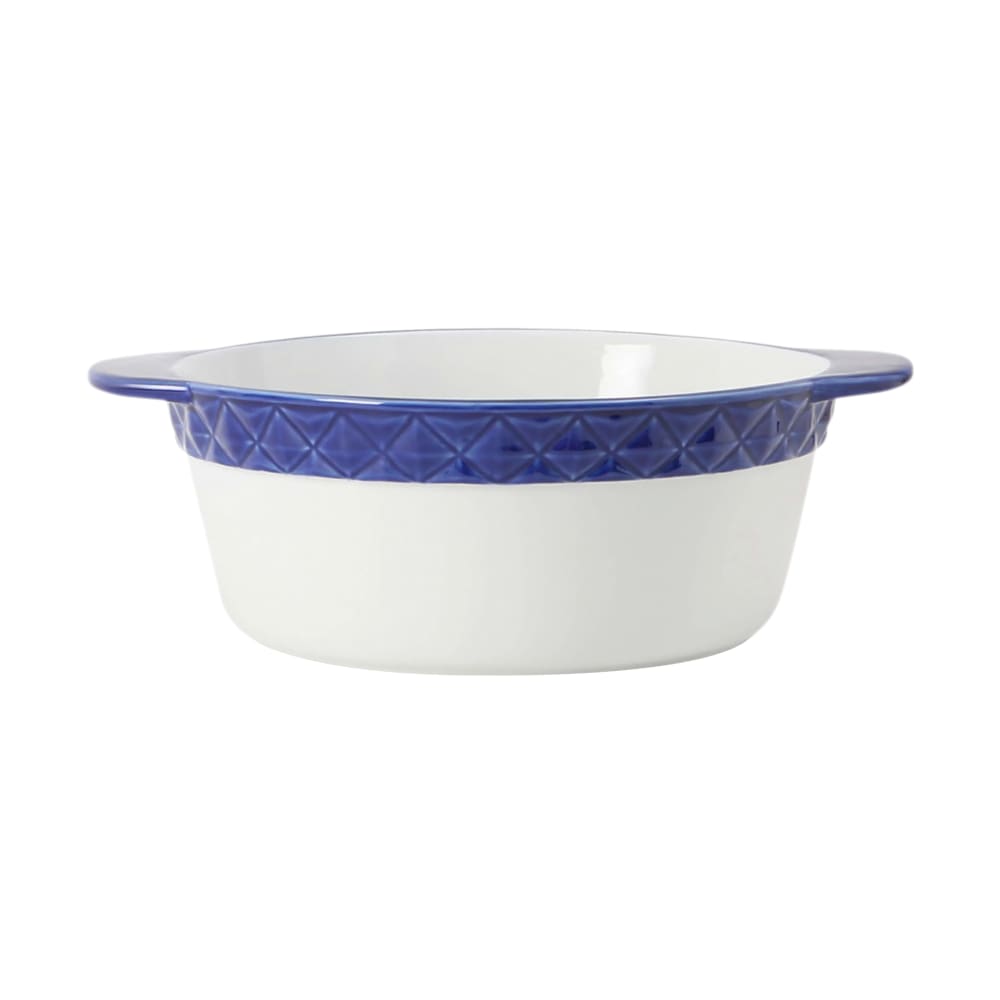 424-EAC301 3 1/2 qt Round TuxTrendz®© DisplayTux®© Casserole Dish - China, Cobalt/Porcelain White