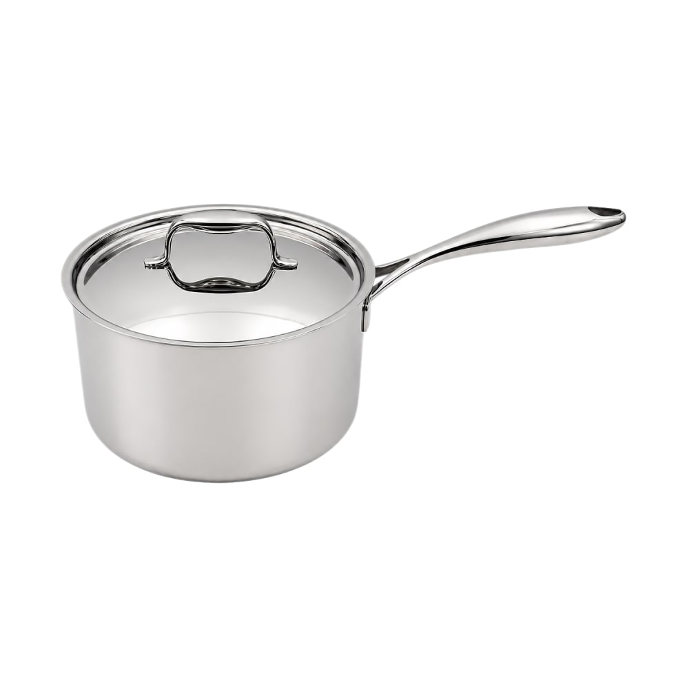 424-RTSHL1121 3 1/2 qt TUXCLAD Aluminum/Stainless Steel Sauce Pan w/ Lid & Hollow Metal Handl...