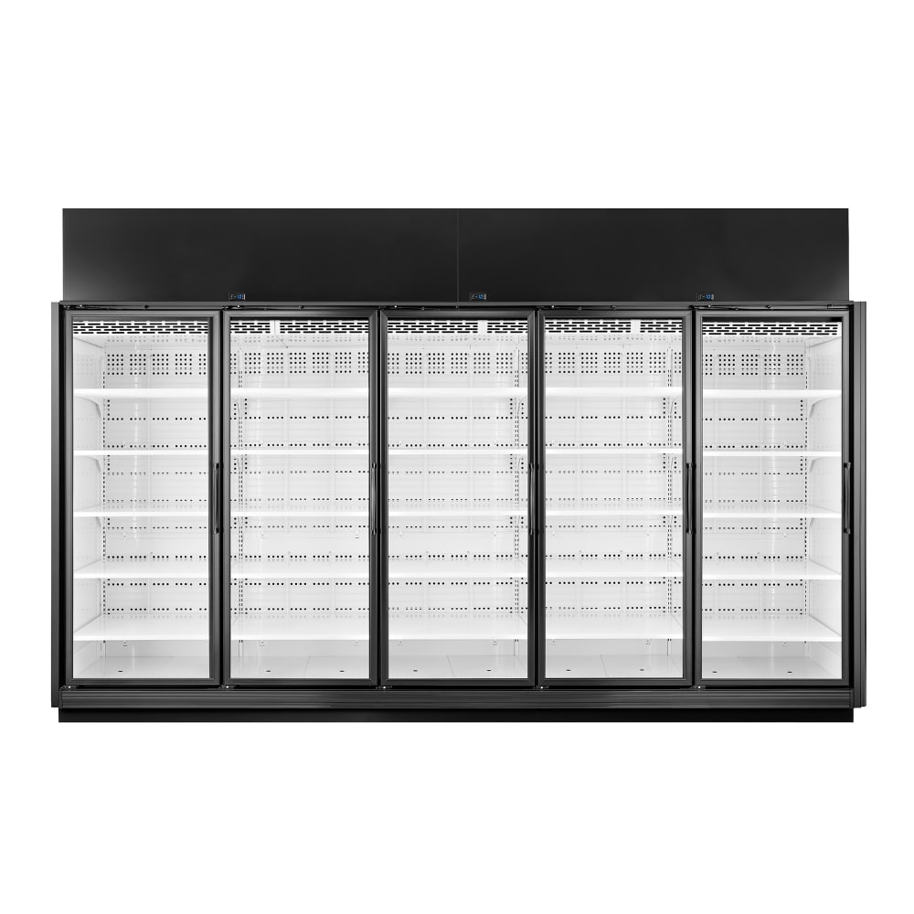 598-TRM5LYNBW1BRRRRR 157 5/8" Five Section Display Freezer w/ Swing Doors - Top Mount Compre...