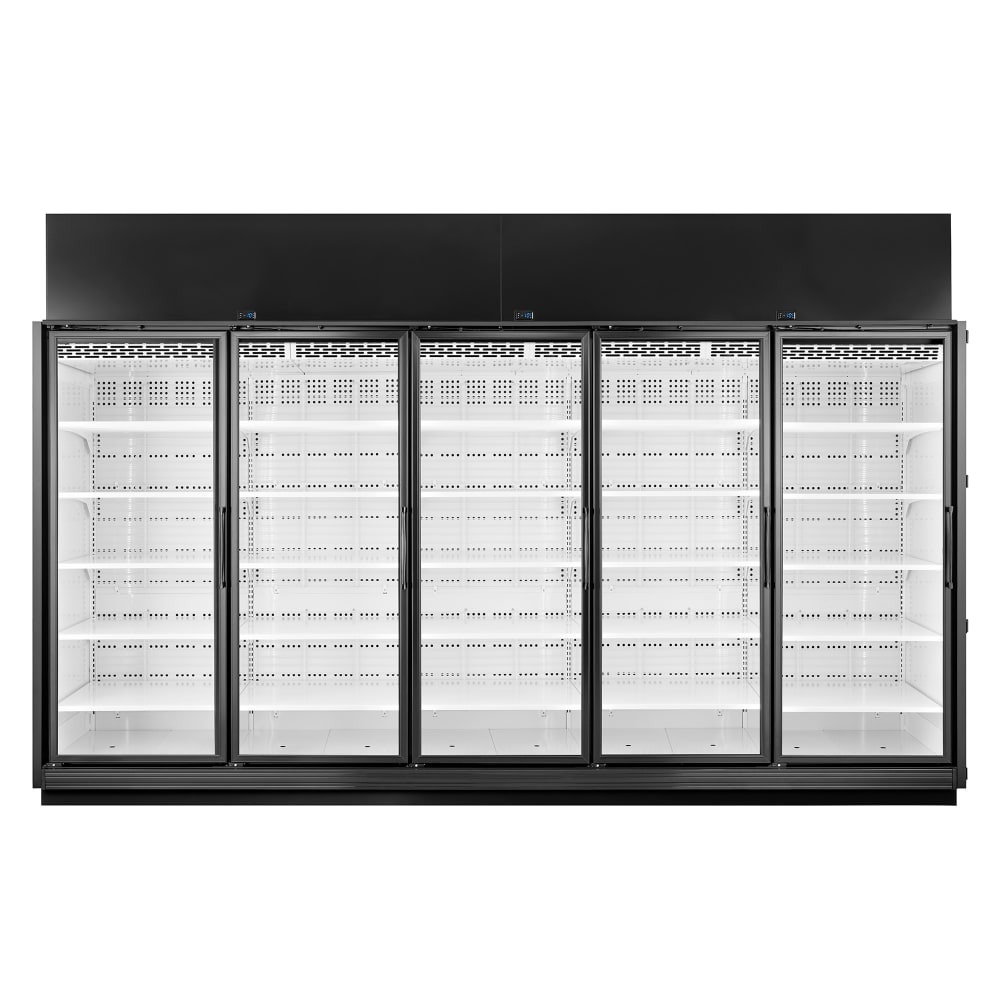 598-TRM5LYYBW1BLLLLL 157 1/2" Five Section Display Freezer w/ Swing Doors - Top Mount Compre...