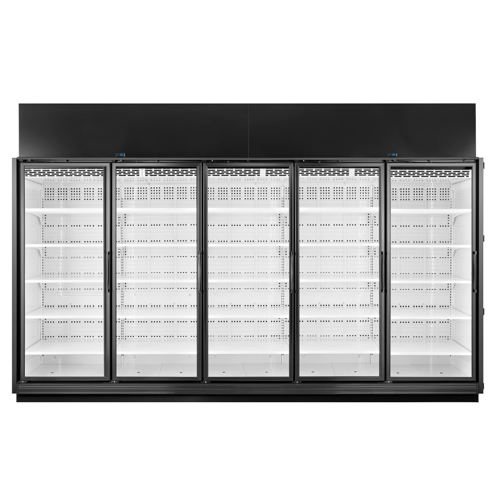 598-TRM5MYYBW1BRRRRR 157 1/2" Five Section Glass Door Merchandiser - (5) Right Hinge Doors,...