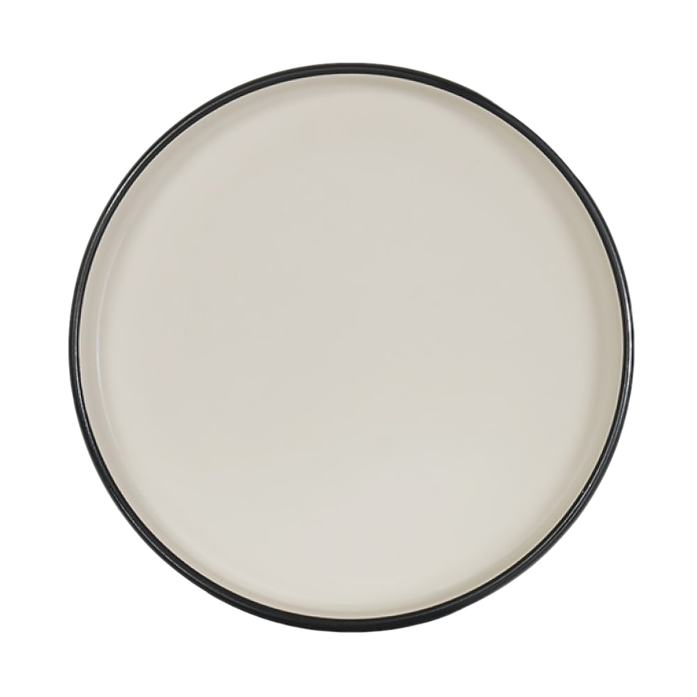 151-22017613103 6" Round Hudson Raised Rim Salad Plate - Melamine, Black/Ivory