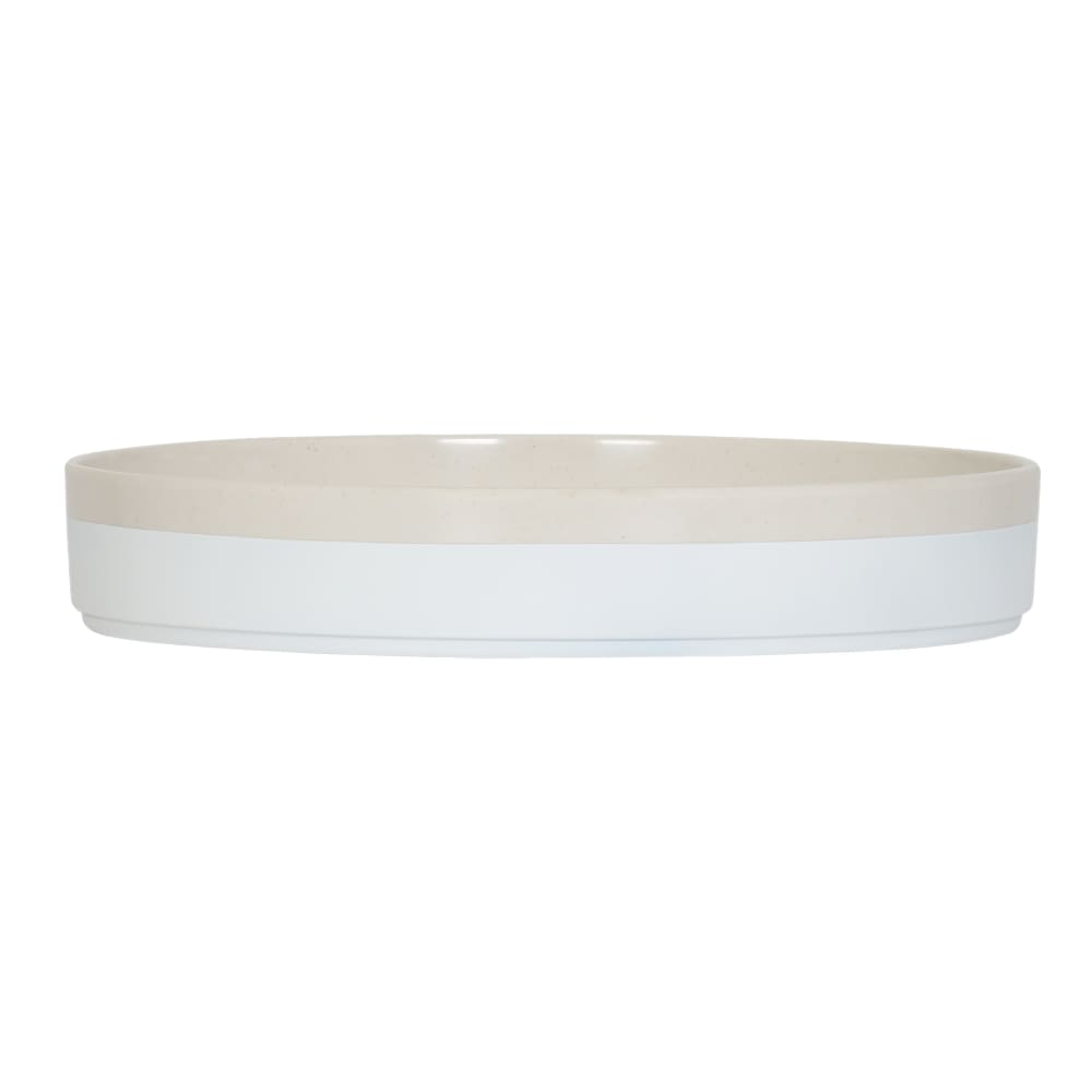151-2613110139 10" Round Sorelle Raised Rim Plate - Melamine, White/Ivory Speckle