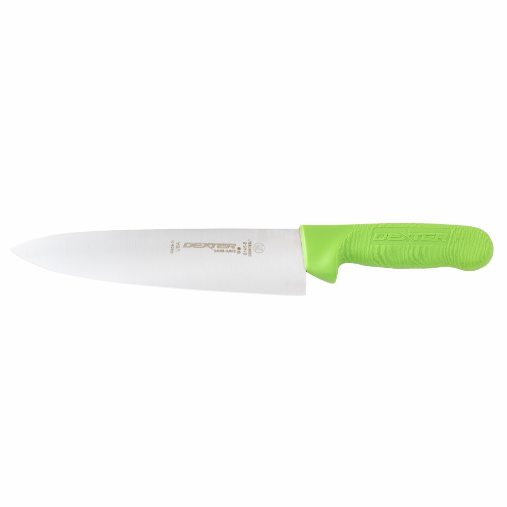 135-12443G SANI-SAFE® 8" Chef's Knife w/ Polypropylene Green Handle, Carbon Steel