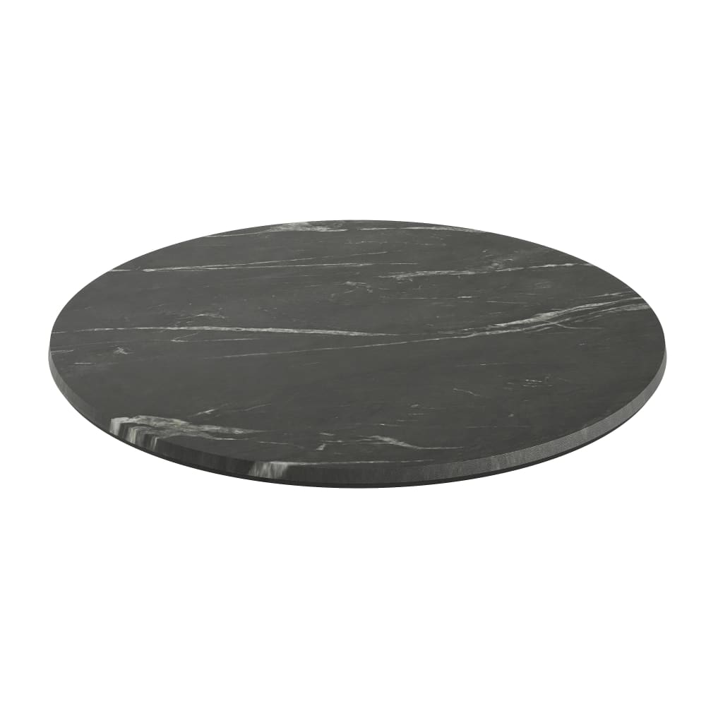 916-STRD600C1M3AMBLK 24" Round Laminate Table Top, Black Faux Marble