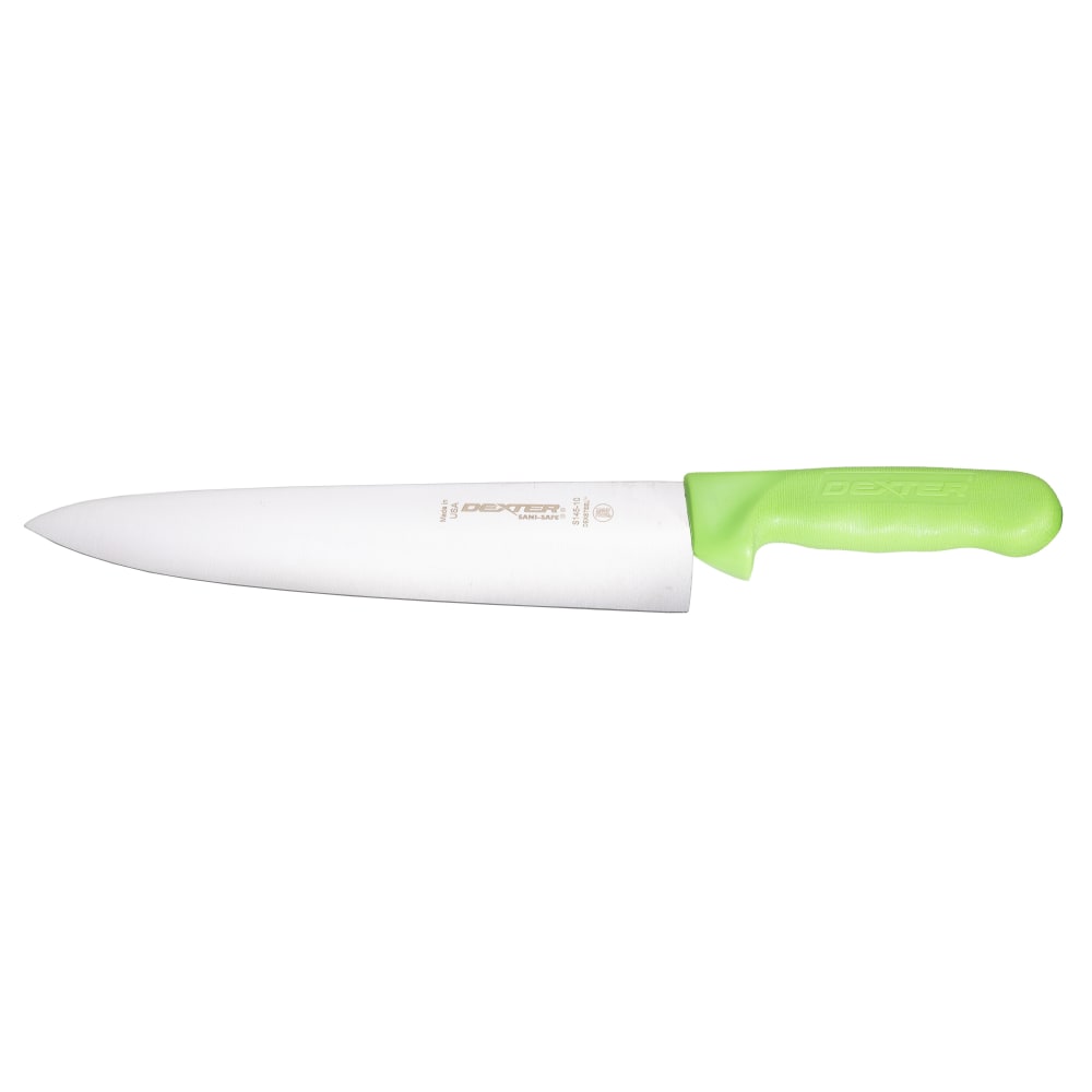 135-12433G SANI-SAFE® 10" Chef's Knife w/ Polypropylene Green Handle, Carbon Steel