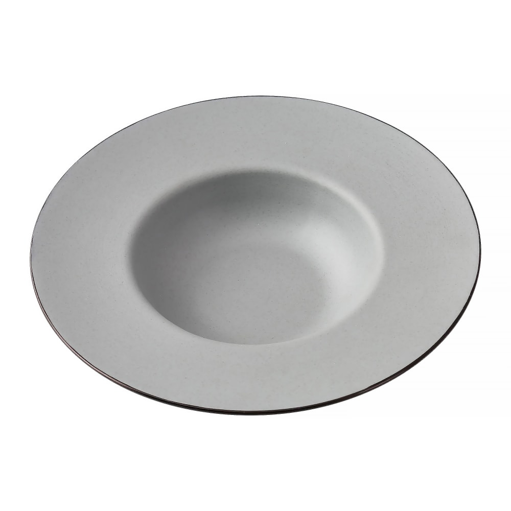 614-BM711 11 1/2" Round Birmingham Dessert Plate - Melamine, Gray/Black
