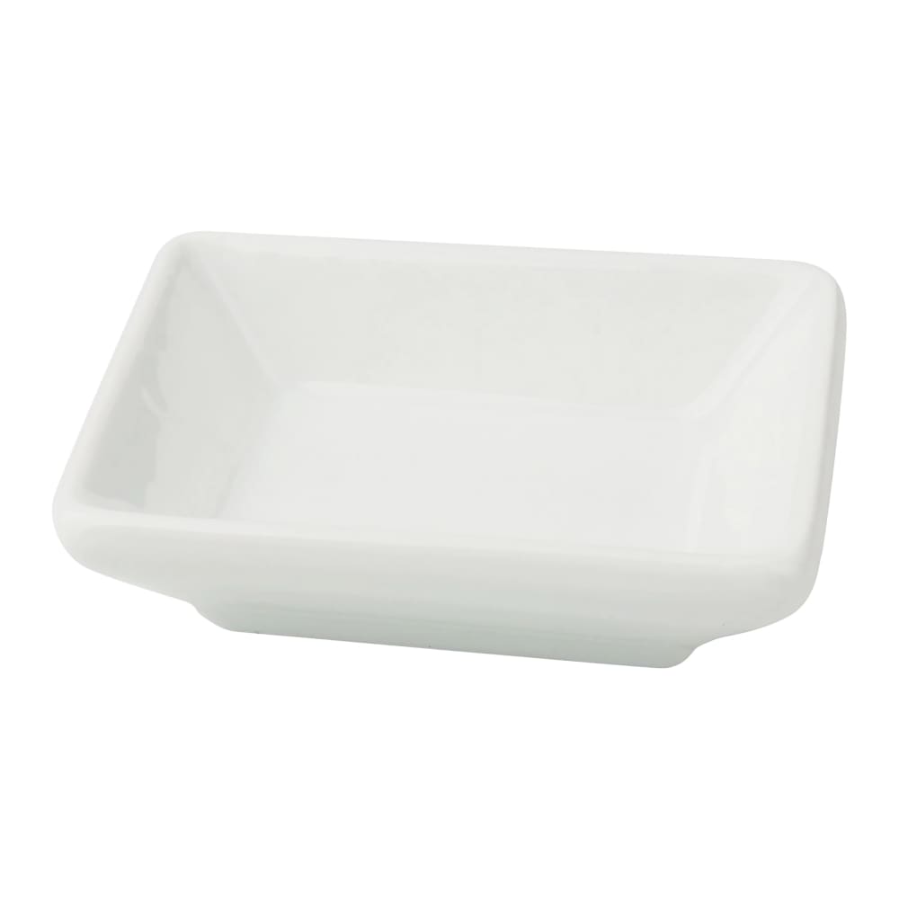 614-CA4030 1 oz Rectangular Cambria Sauce Dish - China, Bright White