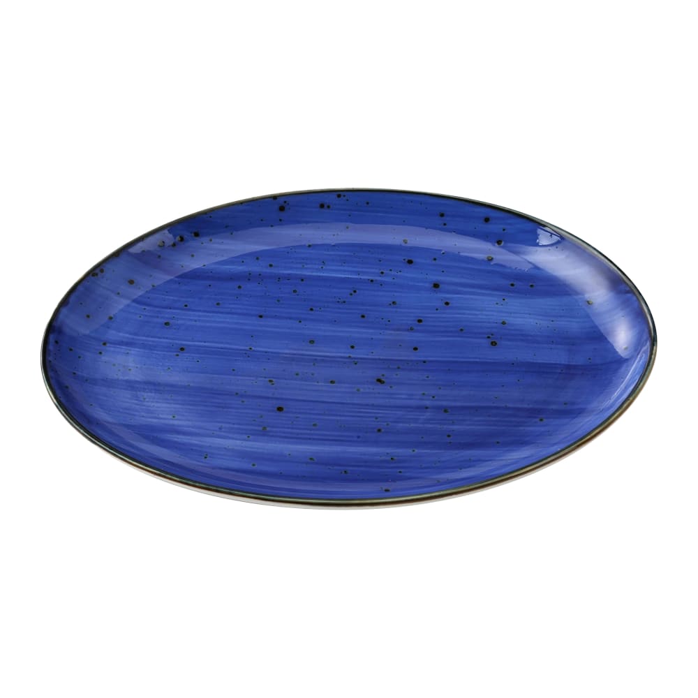 614-LY2114BU 14" x 10" Oval Lyon-Blue Coupe Platter - China, Blue