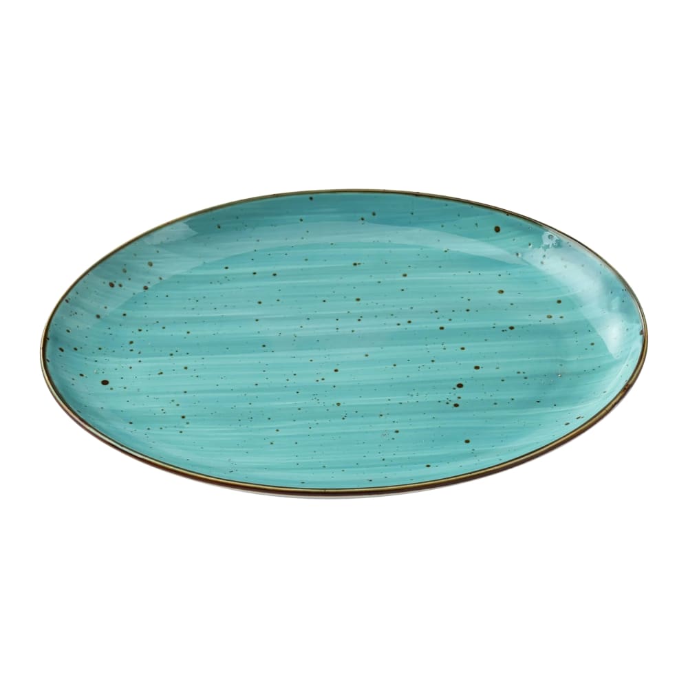 614-LY2114TQ 14" x 10" Oval Lyon-Turquoise Coupe Platter - China, Turquoise