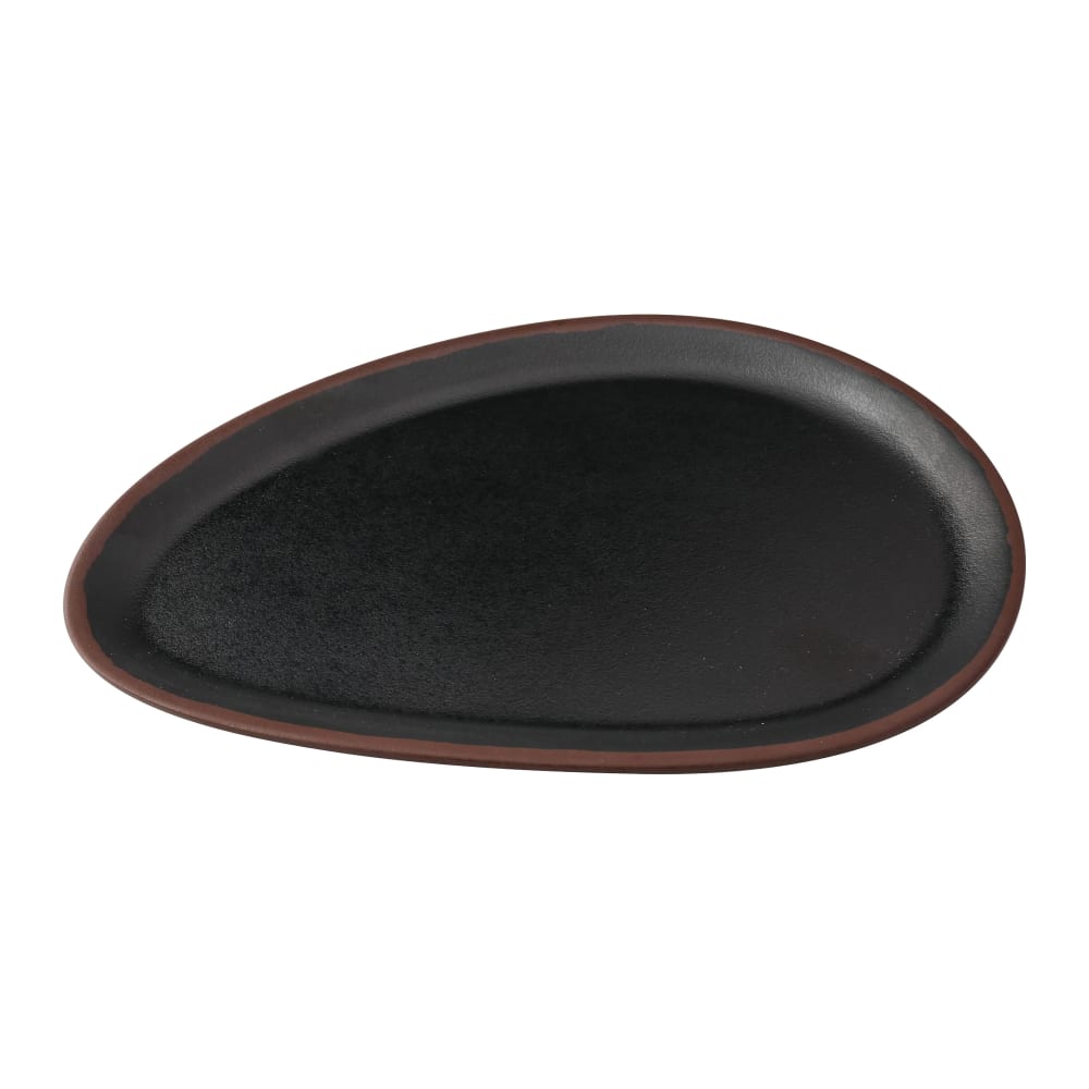614-NA210BK 10" x 6" Oval Nature Art Plate - Melamine, Black/Brown