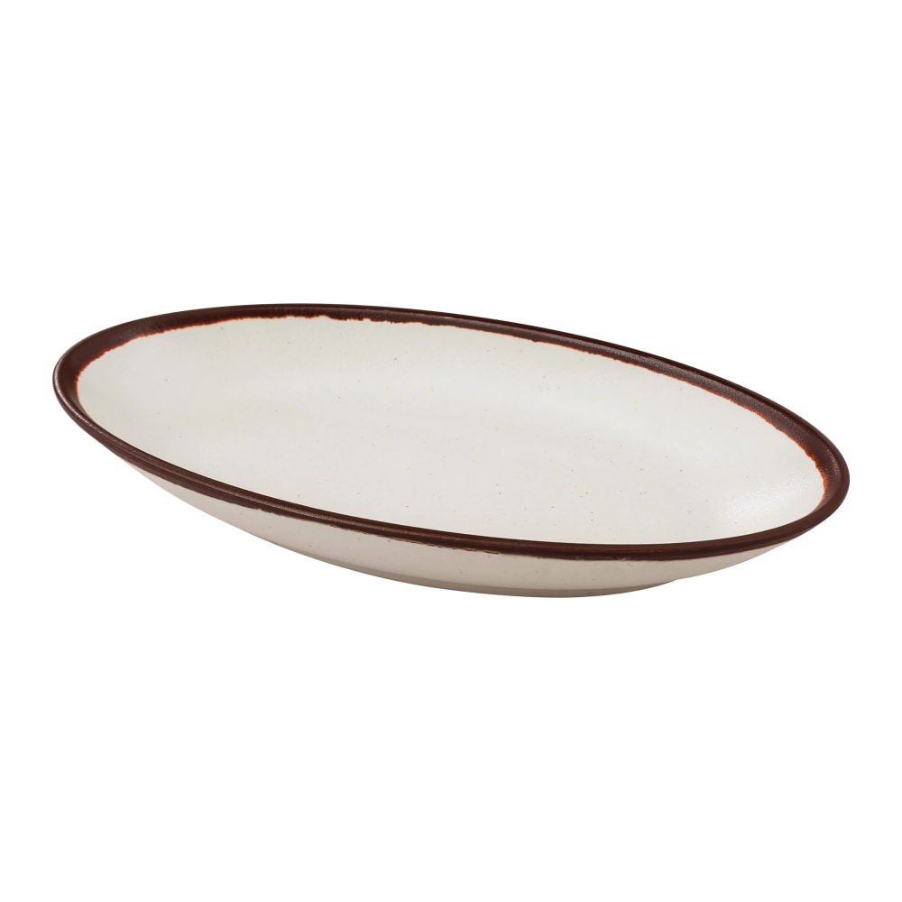 614-NA310 10 1/2" x 5 1/4" Oval Nature Art Deep Plate - Melamine, White/Brown