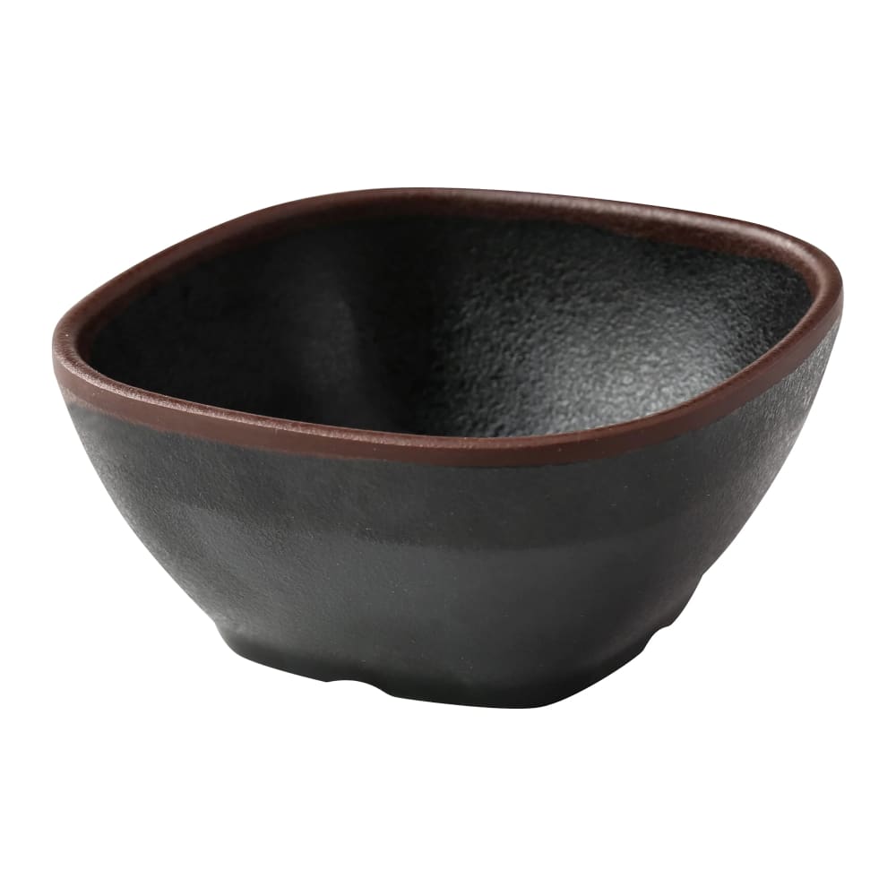614-NA505BK 10 oz Square Nature Art Miso Soup Bowl - Melamine, Black/Brown