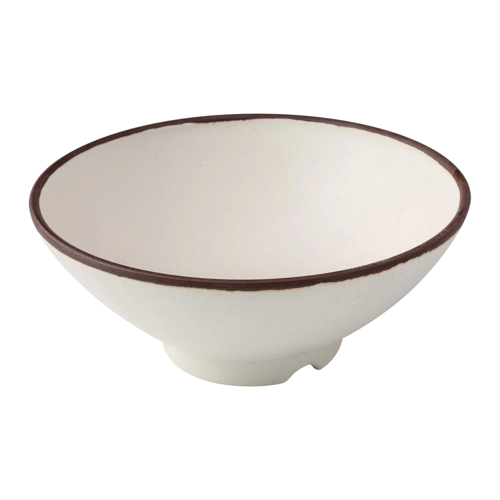 614-NA607 26 oz Round Nature Art Ramen Bowl - Melamine, White/Brown