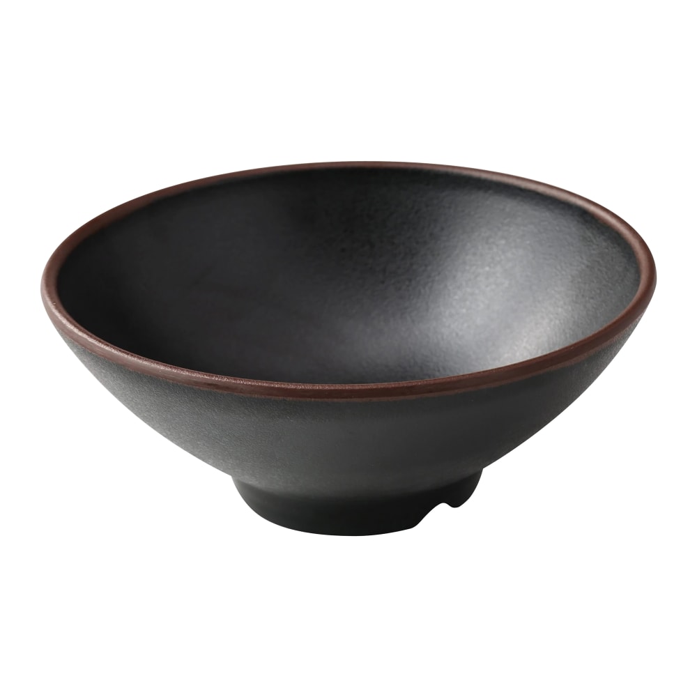 614-NA609BK 55 oz Round Nature Art Ramen Bowl - Melamine, Black/Brown