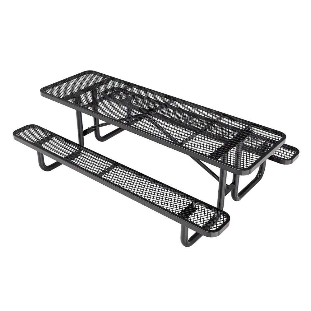 916-SLFEML96H60LBKGG Rectangular Picnic Table & 2 Bench Seats - 95 3/4" x 57 1/2" M...