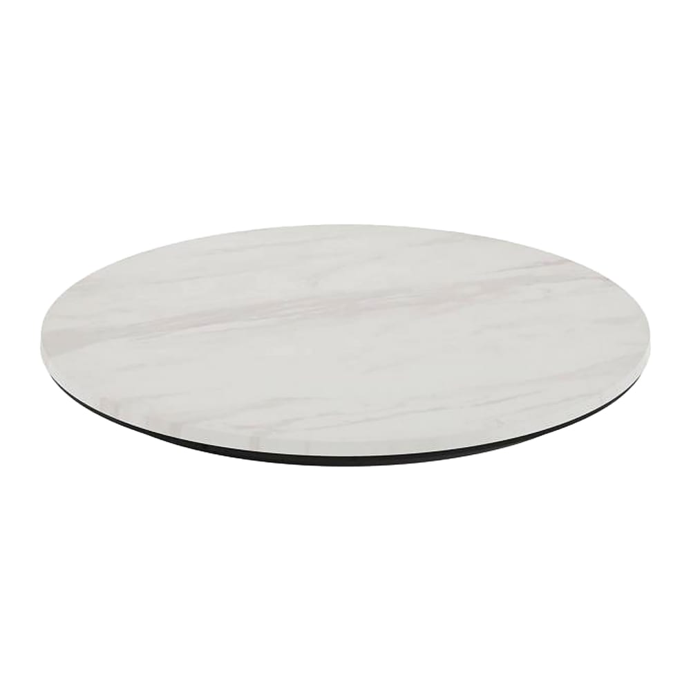 916-STRD600C1M3AMWHM 23 1/2" Round Laminate Table Top, White Faux Marble