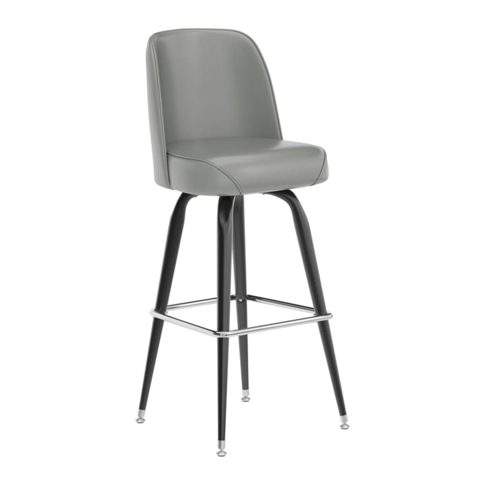 916-XUF125GRYGG Swivel Bar Stool w/ Mid-Back Design & Vinyl Upholstered Bucket Seat, Gray