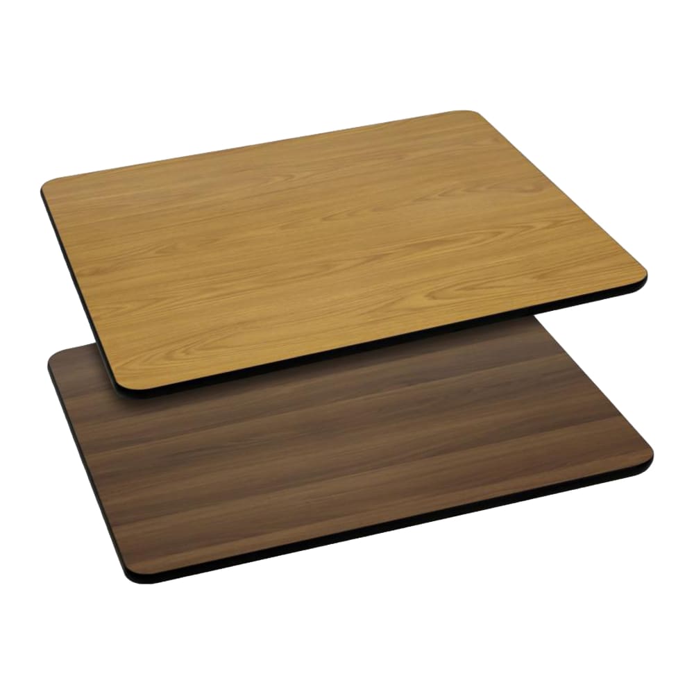 916-XUWNT3048GG 30" x 48" Rectangular Reversible Laminate Table Top, Natural/Walnut