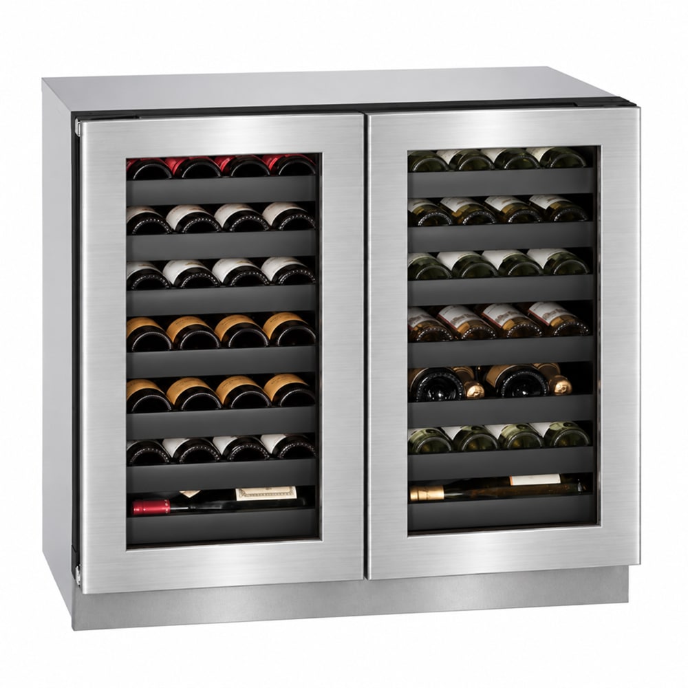 663-U3036WCWCINT00B 36"W Undercounter Wine Refrigerator w/ 2 Sections & 2 Glass Doors -...