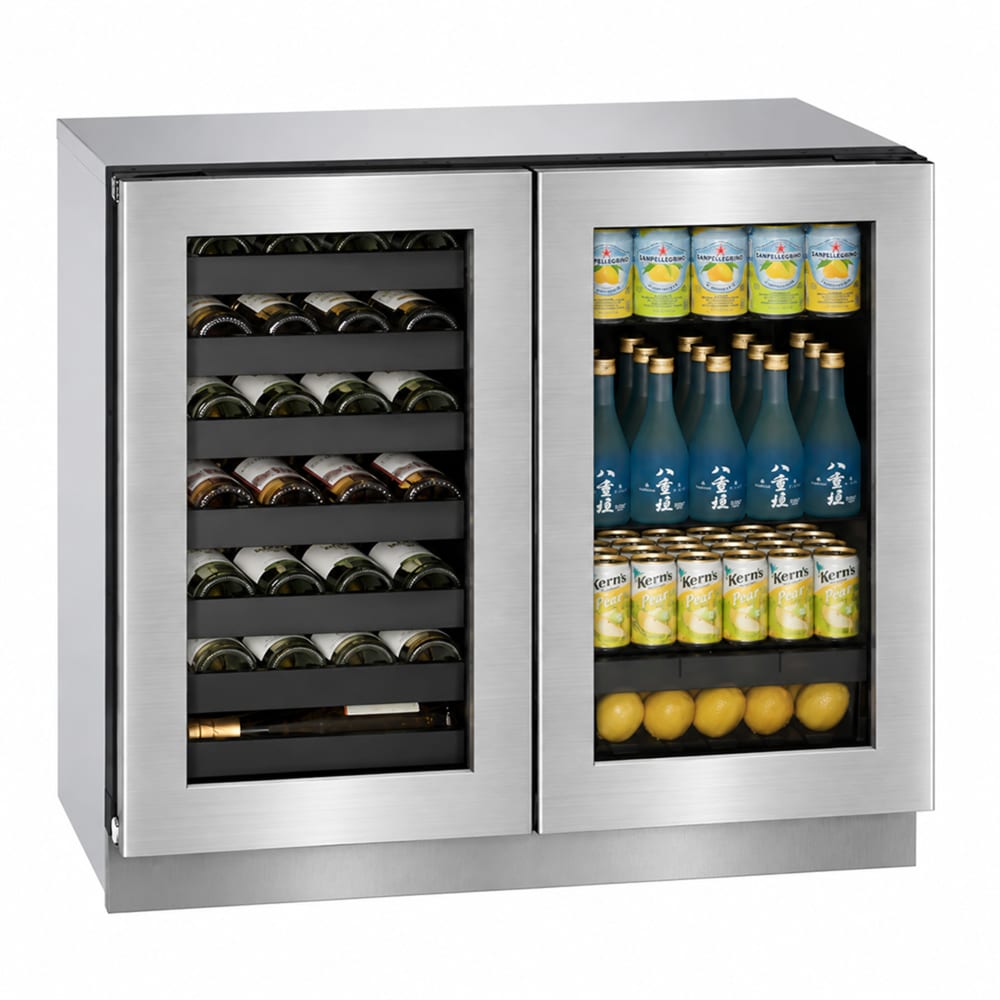 663-U3036BVWCINT00B 36"W Undercounter Wine Refrigerator w/ 2 Sections & 2 Glass Doors -...