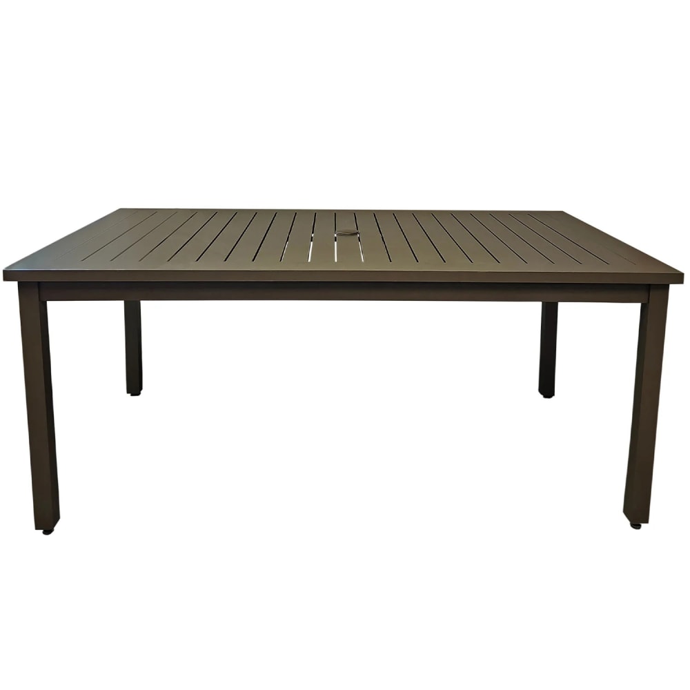 838-US932599 Rectangular Sigma Outdoor Table w/ Umbrella Hole - 69" x 39", Aluminum, Fu...