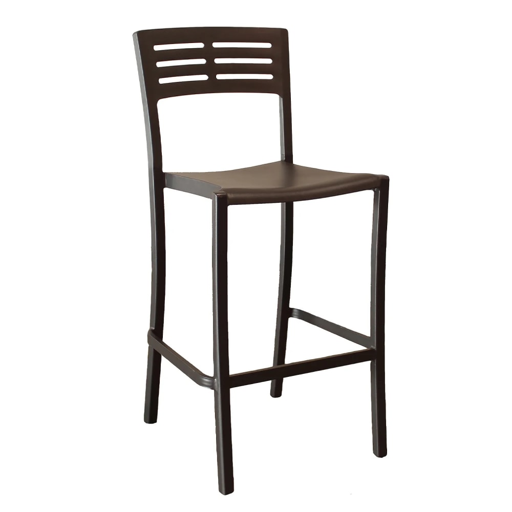 838-UT739181 Bar Stool w/ Horizontal Slat Back & Aluminum Seat, French Taupe